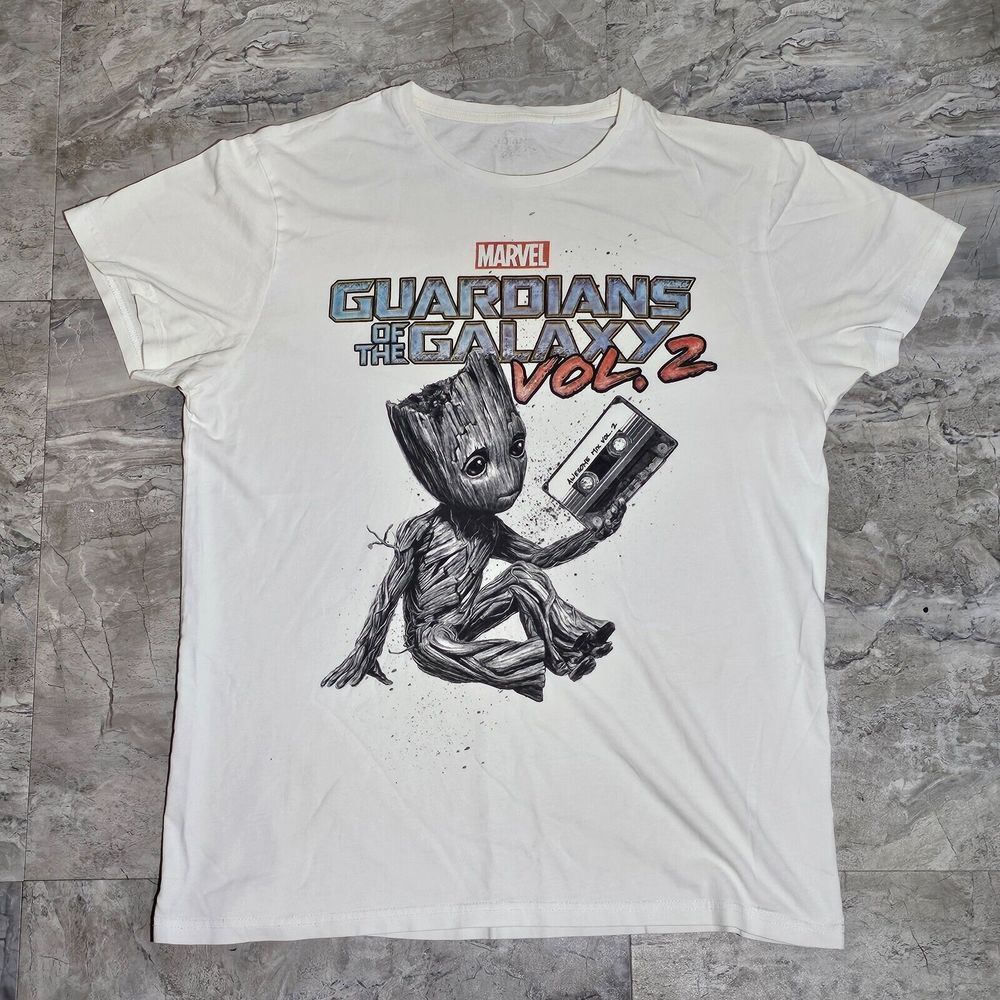 Mens Marvel T-Shirt Baby Groot Guardians of Galaxy vol. 2 Short Sleeve White - Picture 6 of 9